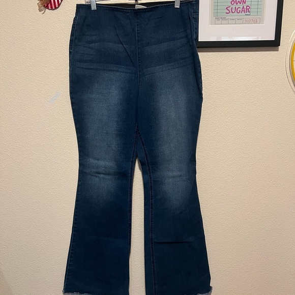 Knox Rose Blue Flare & Wide Leg Jeans - Picture 1 of 4